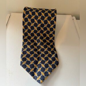 Brooks Brothers Makers Silk Tie with Navy and Gold Pattern